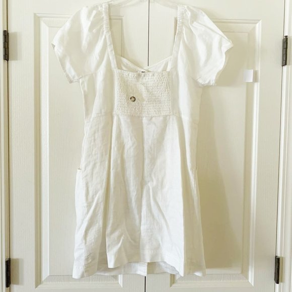 ✨NEW✨  Madewell Linen Cotton Puff-Sleeve Button-Front Retro Shift Dress - Picture 10 of 10